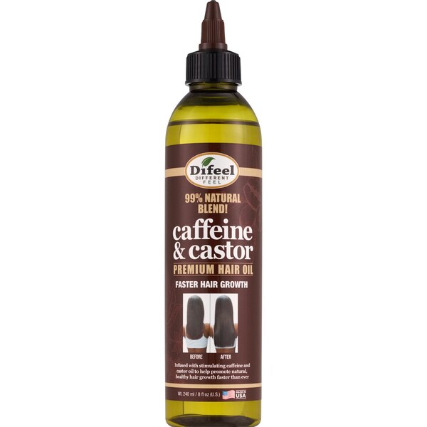 Difeel Caffeine & Castor Premium Hair Oil, 8 OZ