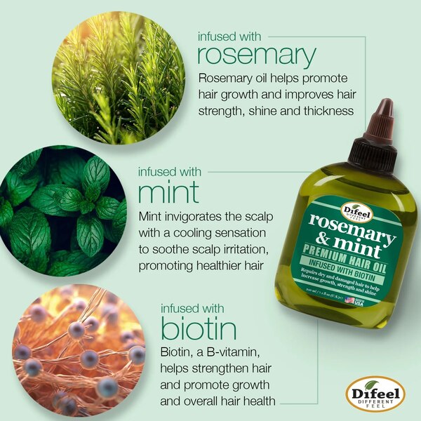 Difeel Rosemary And Mint Premium Hair Oil, 2.5 OZ