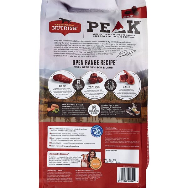 Rachael Ray Nutrish Peak Natural Food For Dogs, Open Range Recipe 64 OZ