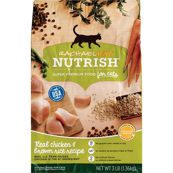 Rachael Ray Nutrish Super Premium Dry Food For Cats, Real Chicken & Brown Rice Recipe, 48 oz