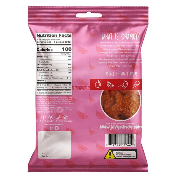 Jovy, Watermelon Chamoy, Gummy Rings, 5 oz