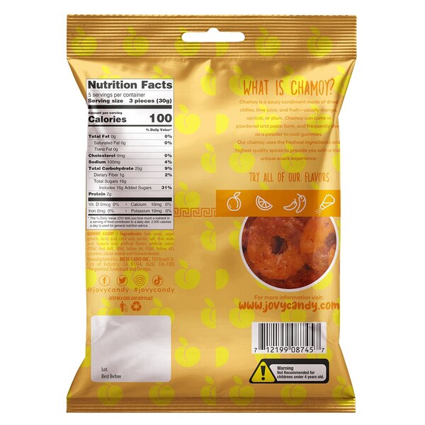 Jovy, Peach Chamoy, Gummy Rings, 5 oz