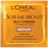 L'Oreal Paris Sublime Bronze Self Tanning Towelettes, Medium Natural Tan, thumbnail image