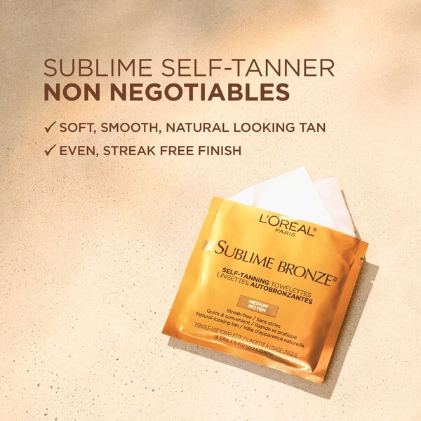 L'Oreal Paris Sublime Bronze Self Tanning Towelettes, Medium Natural Tan