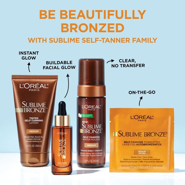 L'Oreal Paris Sublime Bronze Tinted Self Tanning Lotion, Medium Natural Tan