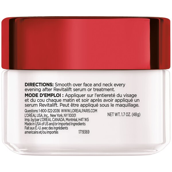 L'Oreal Paris Revitalift Anti Wrinkle + Firming - Crema de noche antienvejecimiento, 1.7 oz