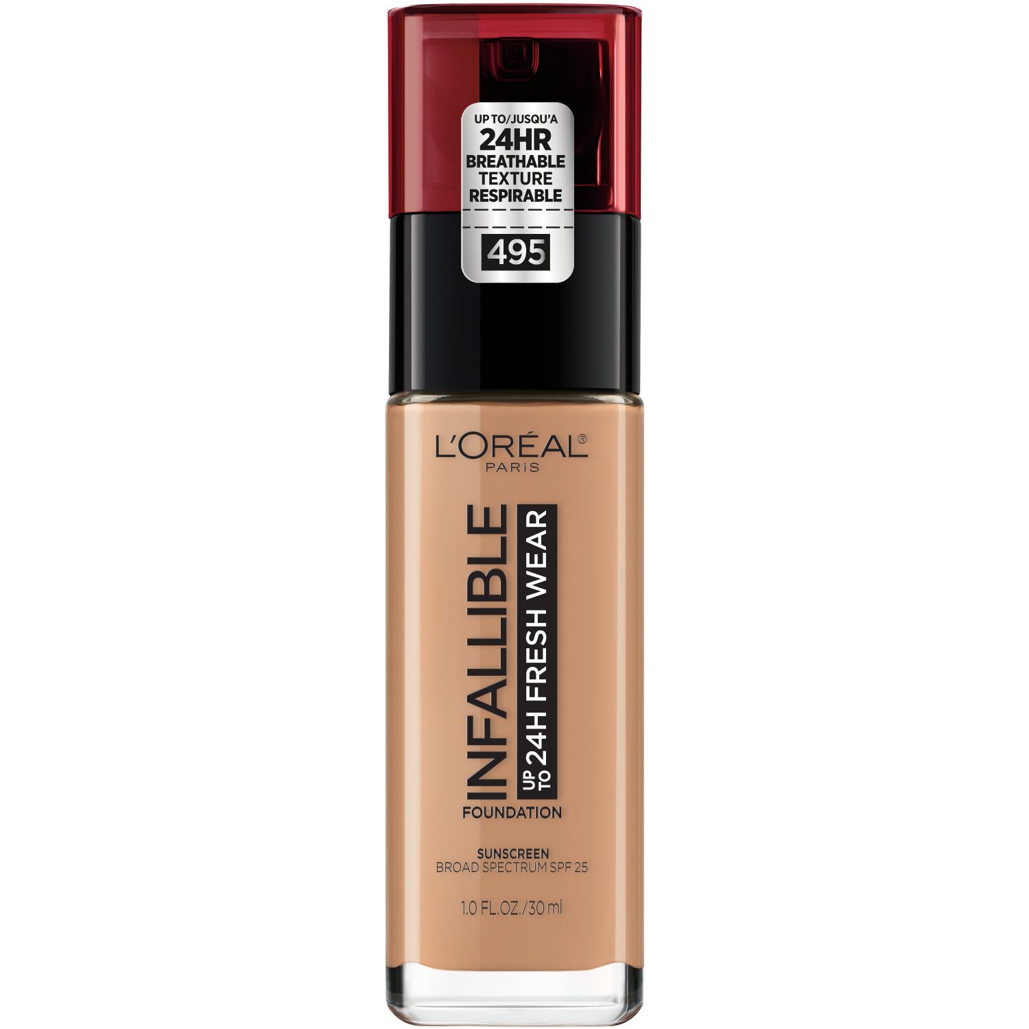 L'Oreal Paris Infallible 24 Hour Fresh Wear Foundation, Lightweight, Amber, 1 fl oz