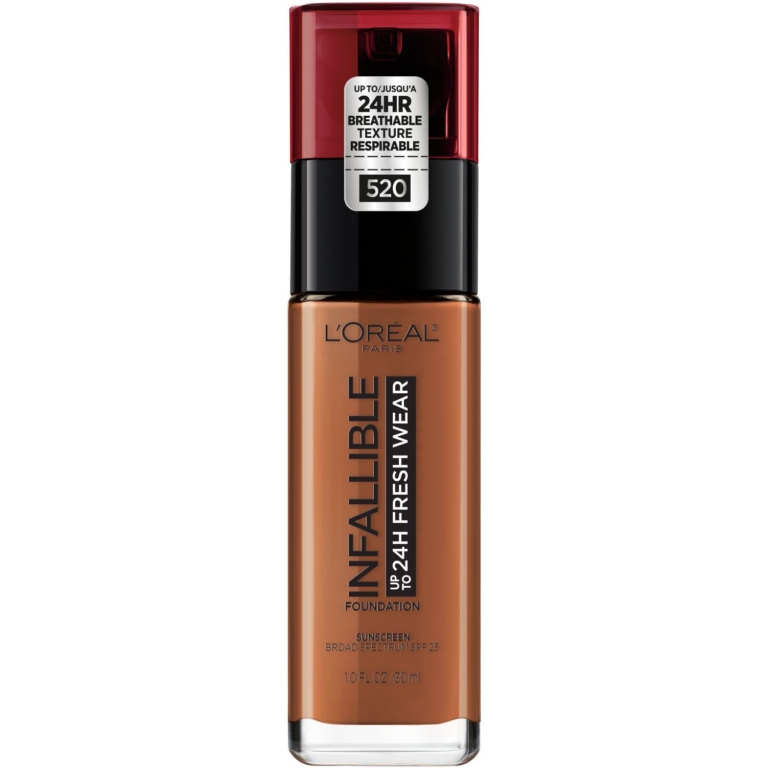 L'Oreal Paris Infallible 24 Hour Fresh Wear Foundation, Lightweight, Sienna, 1 fl oz