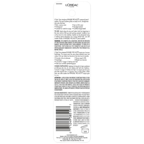 L'Oreal Paris Infallible Pro-Last Waterproof, Up to 24HR Pencil Eyeliner