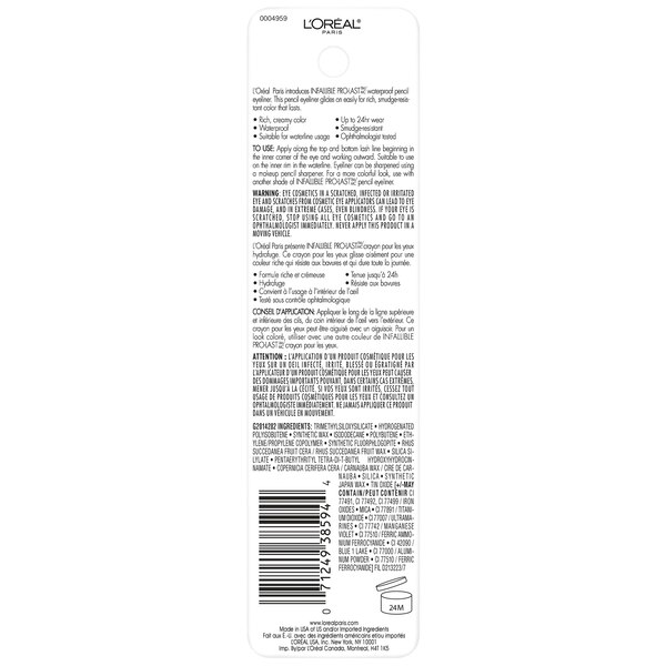 L'Oreal Paris Infallible Pro-Last Waterproof, Up to 24HR Pencil Eyeliner