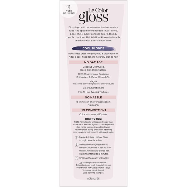 L'Oreal Paris Le Color Gloss One Step In-Shower Toning Gloss, Cool Blonde