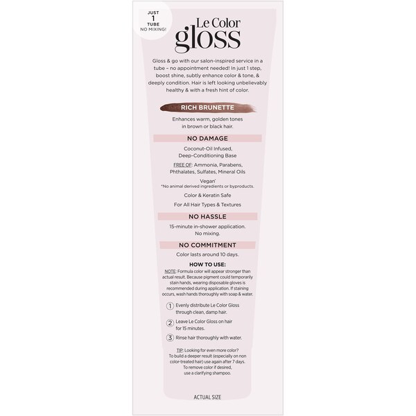 L'Oreal Paris Le Color Gloss One Step In-Shower Toning Gloss, Rich Burnette
