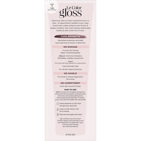 L'Oreal Paris Le Color Gloss One Step In-Shower Toning Gloss, Cool Brunette