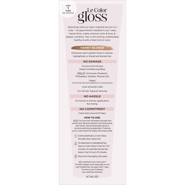 L'Oreal Paris Le Color Gloss One Step In-Shower Toning Gloss, Honey Blonde