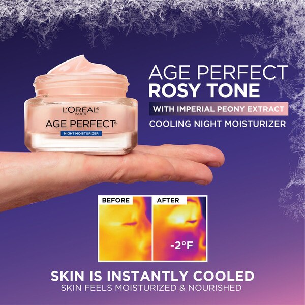 L'Oreal Paris Age Perfect Rosy Tone Cooling Night Moisturizer, 1.7 OZ