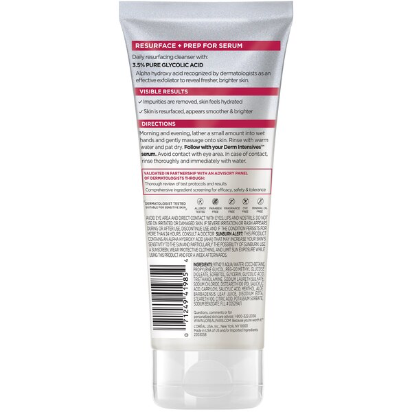 L'Oreal Paris Revitalift Derm Intensives 3.5% Glycolic Acid Cleanser, 6.7 OZ