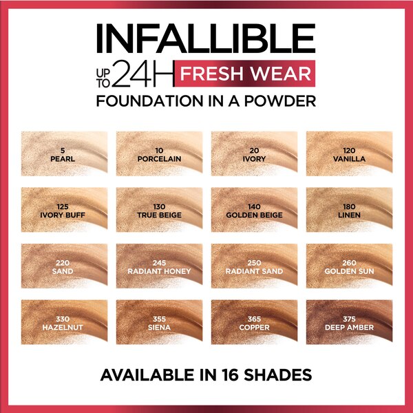 L'Oreal Paris Infallible Up to 24H Fresh Wear - Base en polvo, acabado mate