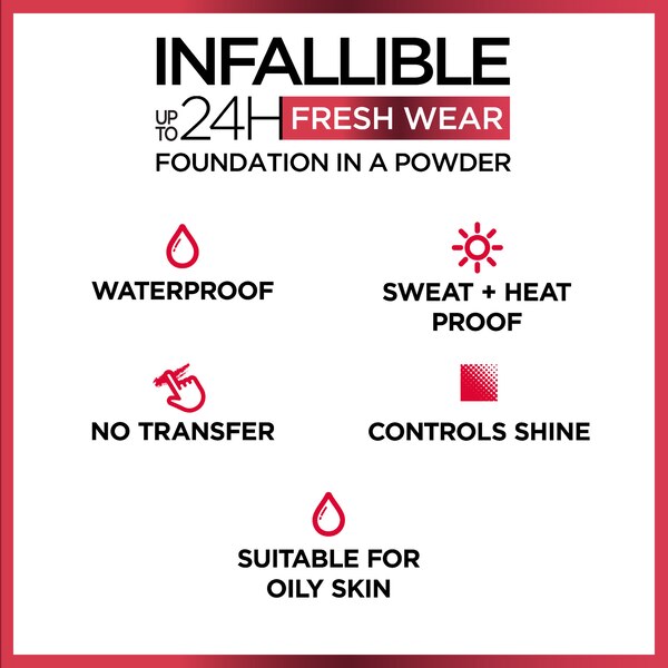 L'Oreal Paris Infallible Up to 24H Fresh Wear - Base en polvo, acabado mate
