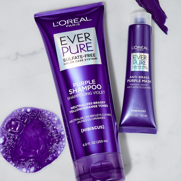 L'Oreal Paris EverPure Sulfate Free Anti Brass Purple Single Use Hair Mask, 3 CT