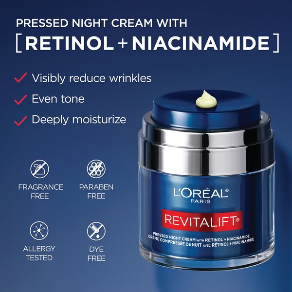 L'Oreal Paris Revitalift Hydrating Pressed Night Moisturizer with Retinol, 1.7 OZ