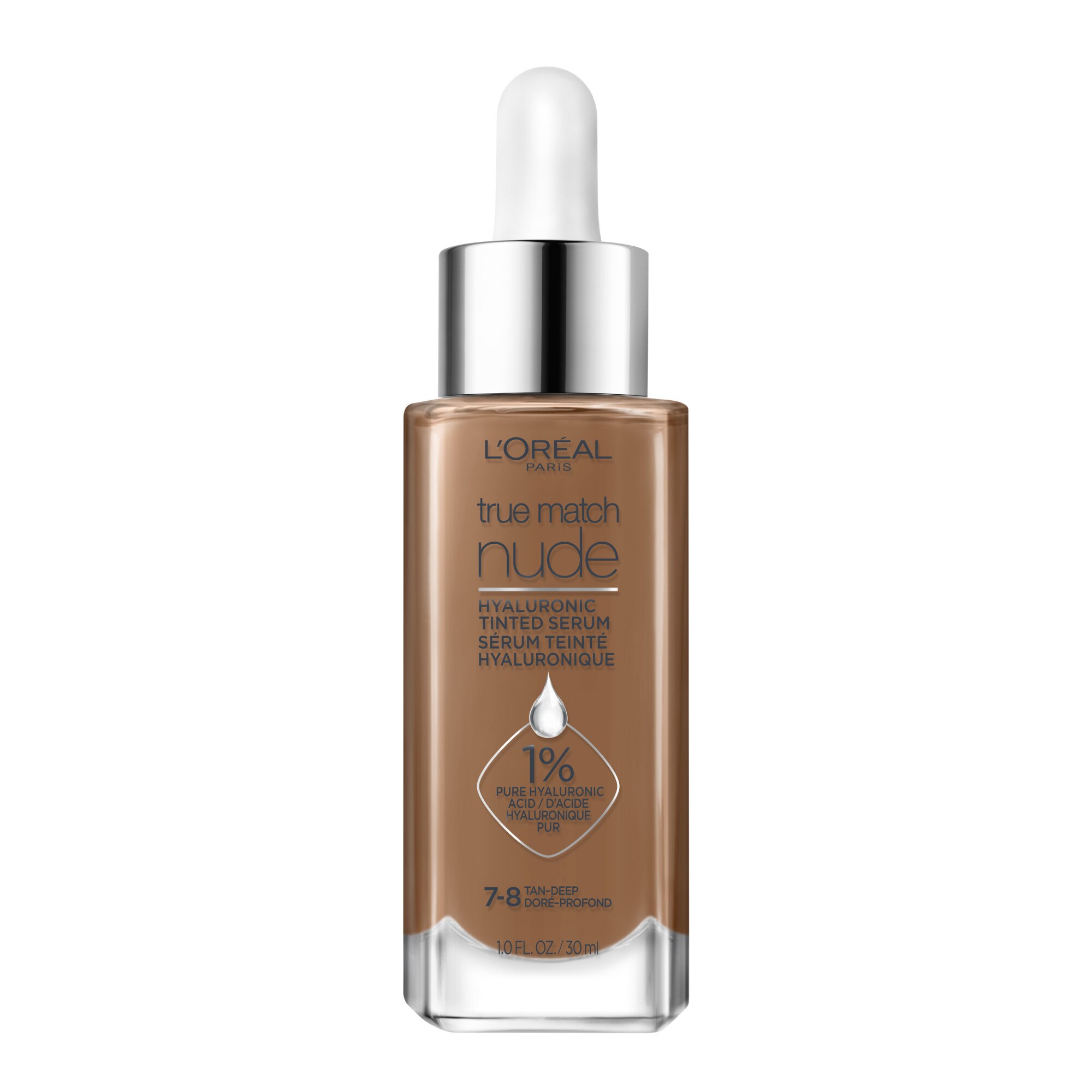 L'Oreal Paris True Match Hyaluronic Tinted Serum Foundation Makeup, 7-8 Tan-Deep, 1 fl oz