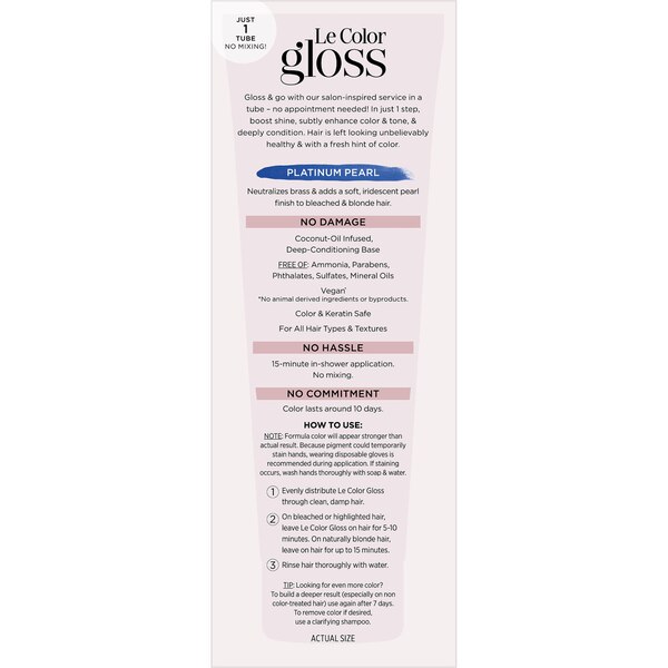 L'Oreal Paris Le Color Gloss One Step In-Shower Toning Gloss, Platinum Pearl