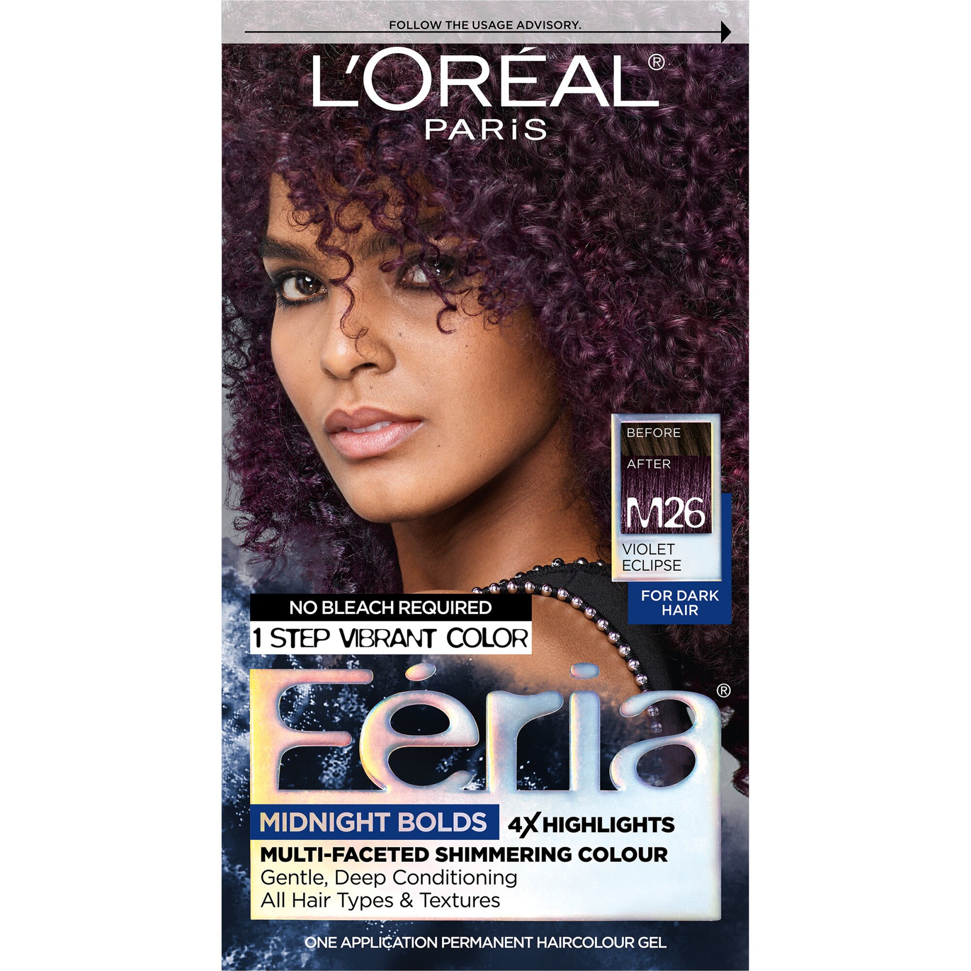 L'Oreal Paris Feria Midnight Bold Multi-Faceted Permanent Hair Color,  Violet Eclipse - CVS Pharmacy