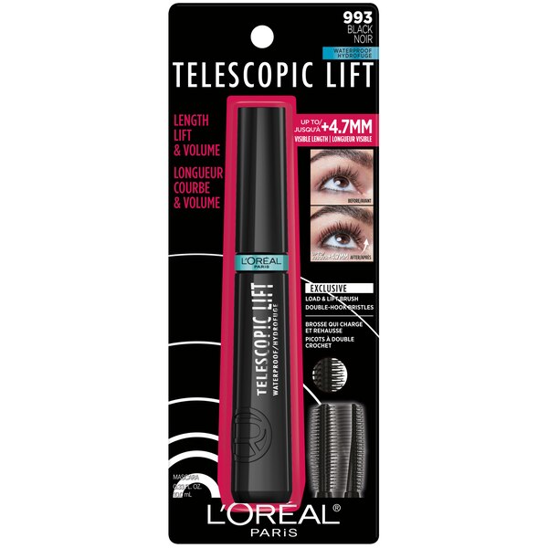 L'Oreal Paris Telescopic Lift Washable Makeup Mascara, 36HR Wear, Black