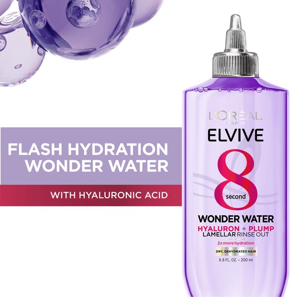 L'Oreal Paris Elvive Hyaluron + Plump Flash Hydration Wonder Water Lamellar Rinse Out, 6.8 OZ