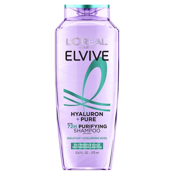L'Oreal Paris Elvive Hyaluron + Pure 72H Purifying Shampoo for Oily Hair, 12.6 OZ