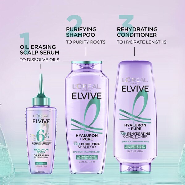 L'Oreal Paris Elvive Hyaluron + Pure Rehydrating Conditioner, 12.6 OZ