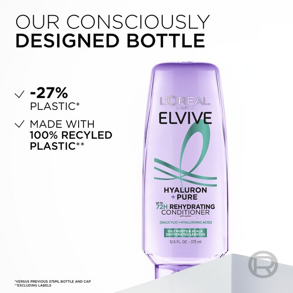 L'Oreal Paris Elvive Hyaluron + Pure Rehydrating Conditioner, 12.6 OZ