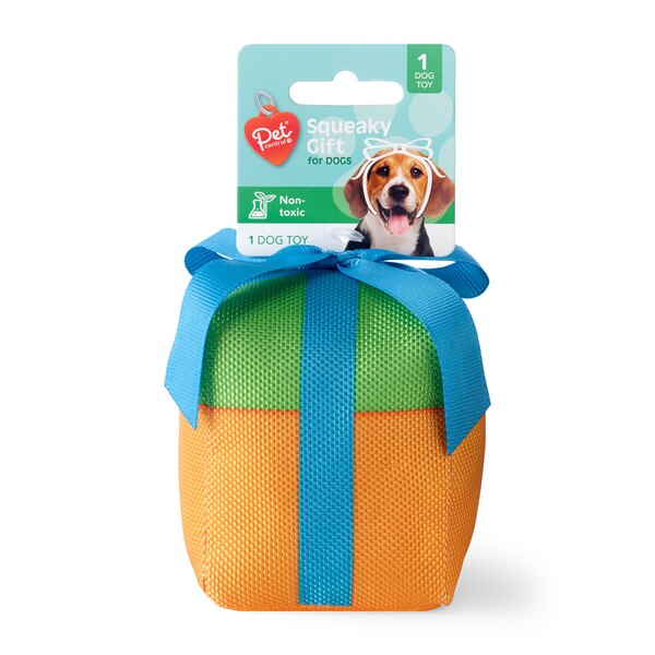 Pet Central Squeaky Present Dog Toy, Assorted Colors, 1 ct
