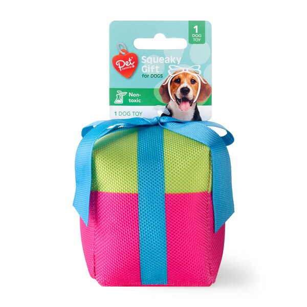 Pet Central Squeaky Present Dog Toy, Assorted Colors, 1 ct