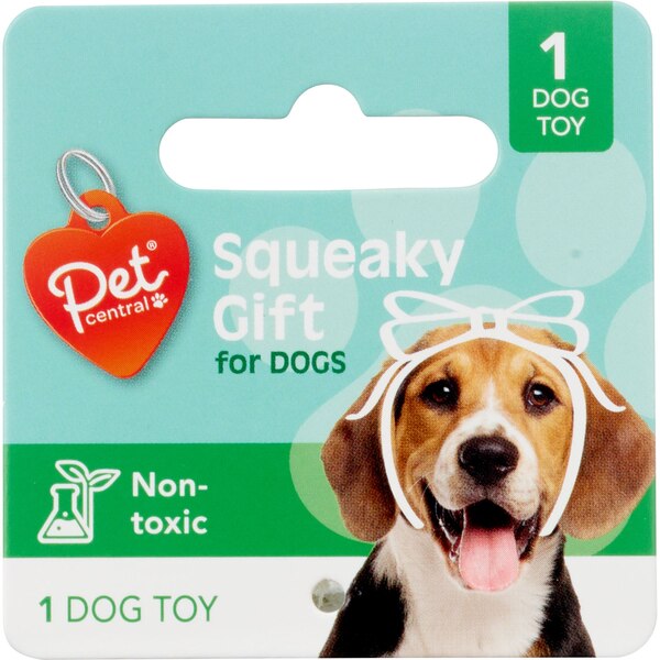 Pet Central Squeaky Present Dog Toy, Assorted Colors, 1 ct