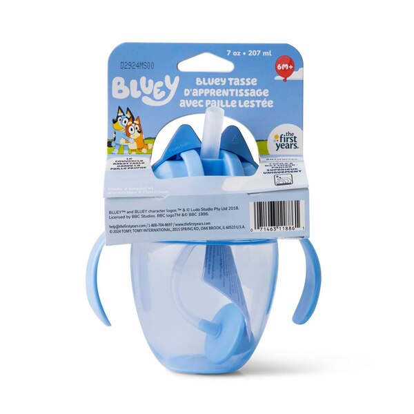 The First Years Bluey Weighted Straw Trainer Cup, 6 M+, 7 OZ