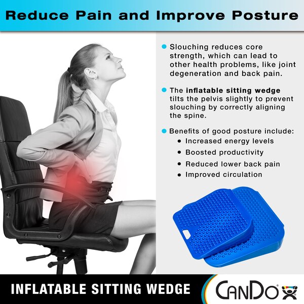 CanDo Inflatable Sitting Wedge, Adult Size, 15"x15"