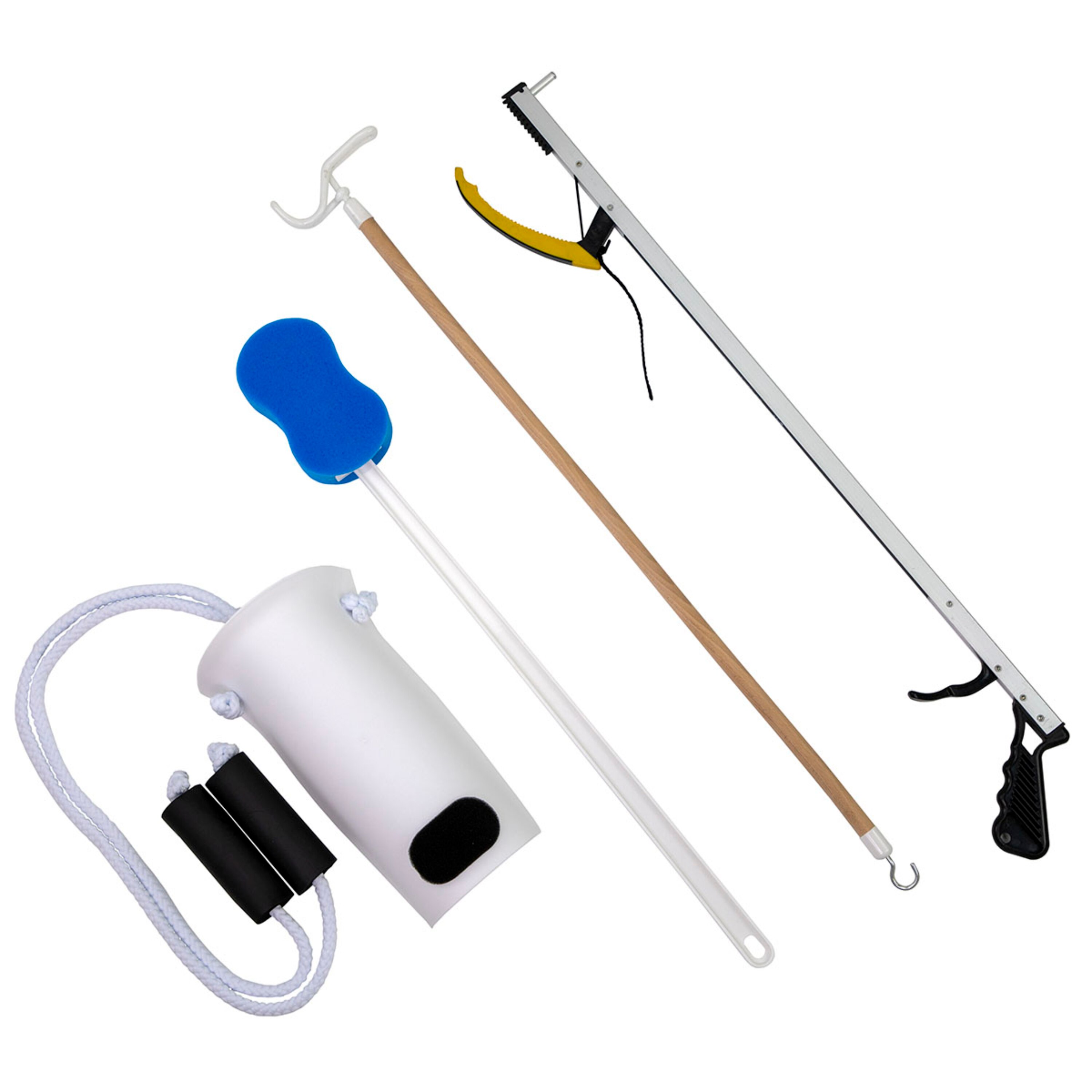 FabLife Hip Kit 7 with 26" Reacher, Contoured Sponge, Formed Sock Aid, 24" Dressing Stick