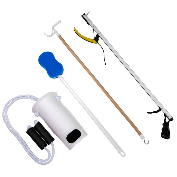 FabLife Hip Kit 7 with 26" Reacher, Contoured Sponge, Formed Sock Aid, 24" Dressing Stick