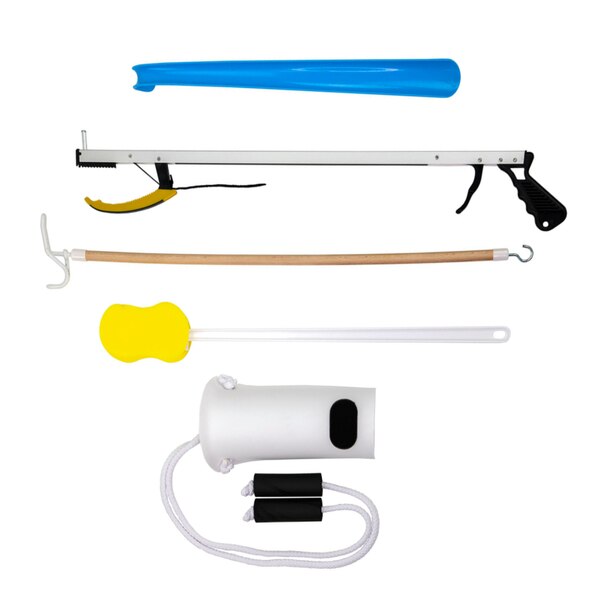 FabLife Hip Kit 5 with 26" Reacher, Contoured Sponge, Formed Sock Aid, 18" Plastic Shoehorn, 24" Dressing Stick