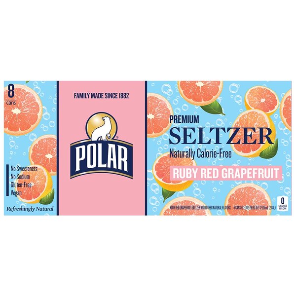 Polar Seltzer Ruby Red Grapefruit Sparkling Water, 8pk/12 fl oz cans