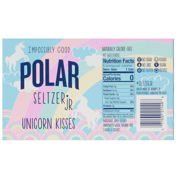 Polar Seltzer Jr Sparkling Water, 7.5 OZ Cans, 6 PK