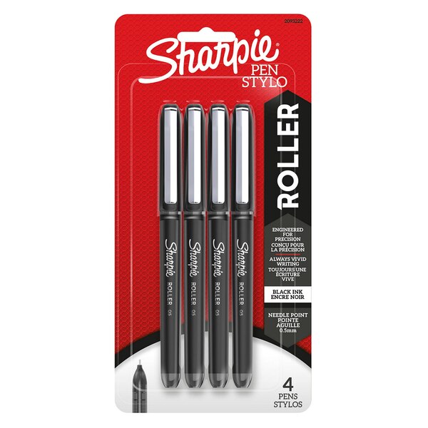 Sharpie Roller Pens, Needle Point Tip (0.5mm), Black