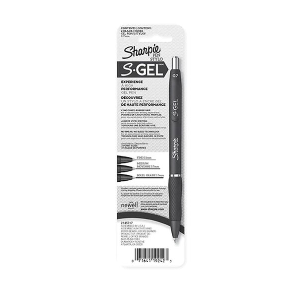Sharpie S-Gel Pen, Fashion White with Black Ink, 2 ct