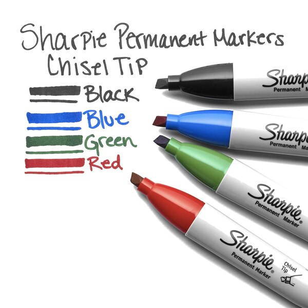 Sharpie Chisel Tip Markers, Assorted Colors, 4 ct