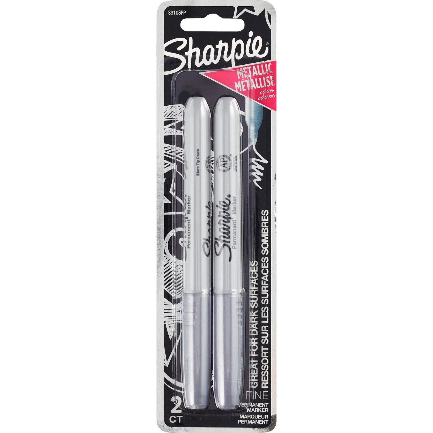 Sharpie - Marcador permanente fino, plata metalizado