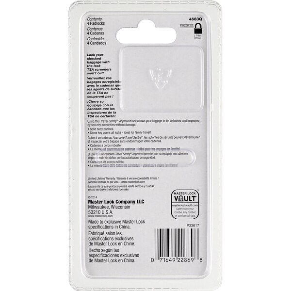 Master Lock Padlock, 4 ct