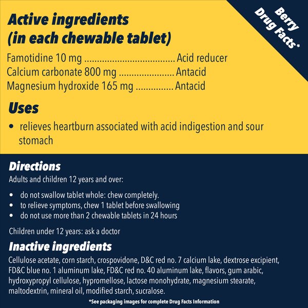 Pepcid Complete Dual Action Chewable Tablets, Berry