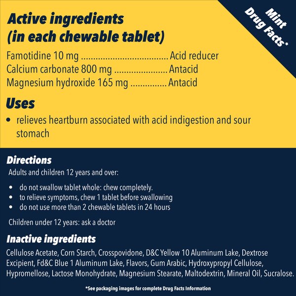 Pepcid Complete Acid Reducer and Antacid Chewable Tablets, Cool Mint