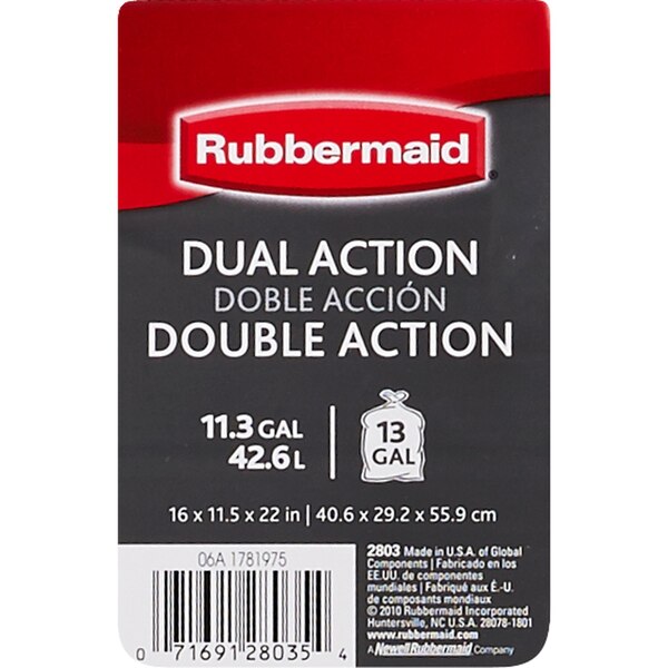 Rubbermaid Dual Action Wastbasket, White